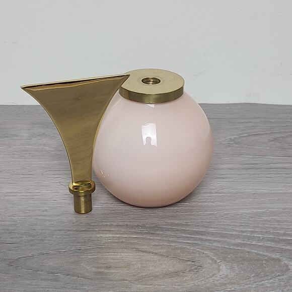 Art Deco Glass Dresser Vanity Bottle Set Pink Brass Stopper - Picture 6 of 13